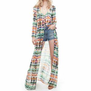 ZOE BAER | Sheer Tie Dye Watercolor Print Kimono